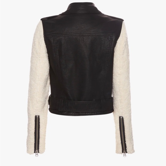 Pistola Anita Faux Shearling moto jacket medium black white - Picture 10 of 12